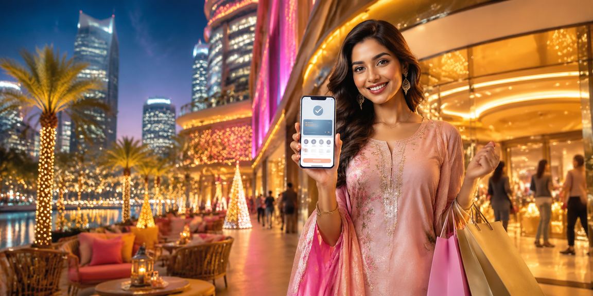 Mobile payment transaction in India with traditional dress